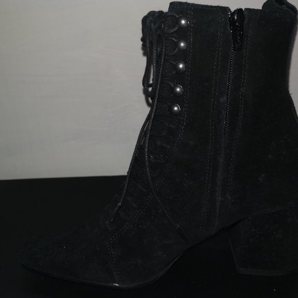 Rouje Black Suede 'Josephine' Lace Up Ankle Boots - Picture 5 of 8